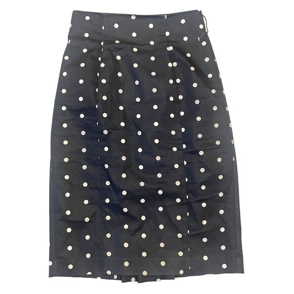 retro pinup pencil skirt high waist kick pleat polka dot sz 4 stretch - Picture 1 of 7